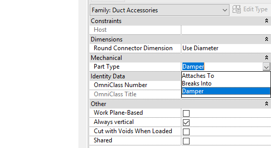 Revit: типы деталей у арматуры воздуховодов