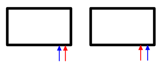 Две схемы для нижнего подключения: слева подача ближе к краю, справа — к середине