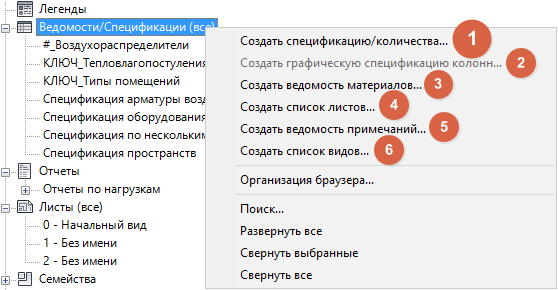 Проще всего создать спецификацию именно здесь, хотя можно и через вкладку «Вид»