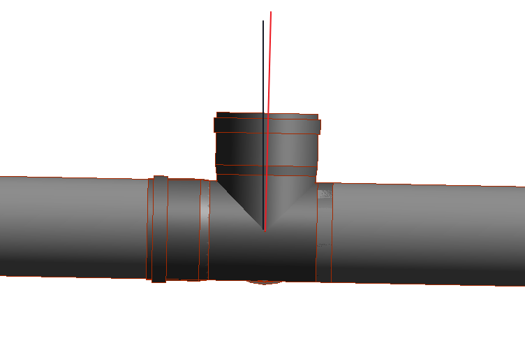 Черная линия — вертикаль, красная — ось ответвления, раструб направлен в сторону подъёма трубы вверх. По идее, так и соединяют трубы, да?