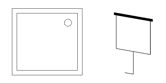 Слева — УГО в плане, справа — на 3Д. Для двухсекционной УГО будет более вытянутым