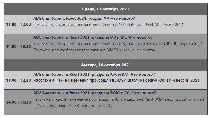 Расписание вебинаров по шаблонам, время московское