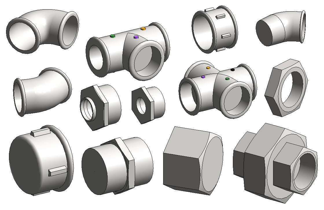 Revit-библиотека: резьбовые чугунные фитинги