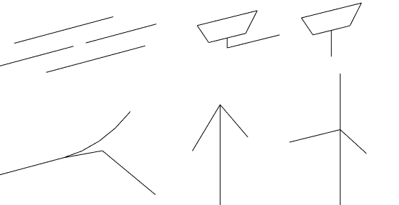 Сверху слева-направо: муфта, трапы горизонтальный и вертикальный. Снизу слева-направо: универсальный отвод под 45° правый, аэратор и двухплоскостная крестовина