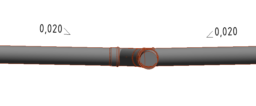 Место соединение труб на разрезе со стороны нижней точки системы — трубы расходятся «галочкой»